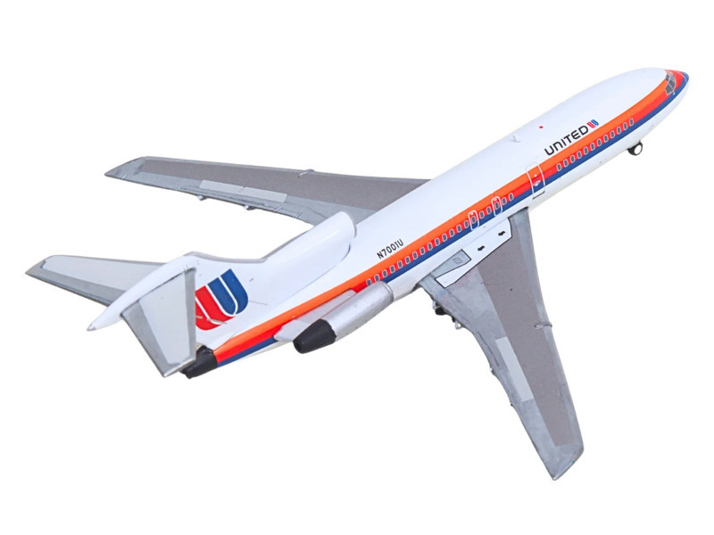 Boeing 727-100 Commercial Aircraft "United Airlines - Saul Bass Livery" (N7001U) White with Stripes 1/400 Diecast Model by GeminiJets