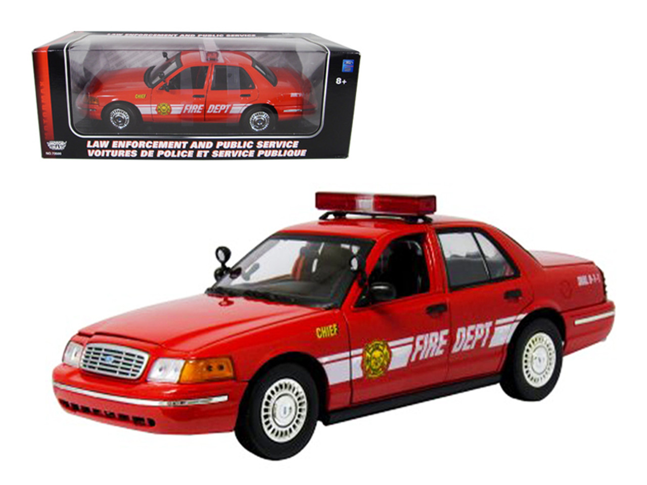 2001 Ford Crown Victoria Fire Chief Car 1/18 Diecast Model Car by Motormax