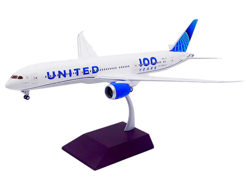 Boeing 787-9 Commercial Aircraft "United Airlines 100 Years" (N61101) White with Graphics and Blue Tail "Gemini 200" Series 1/200 Diecast Model by GeminiJets