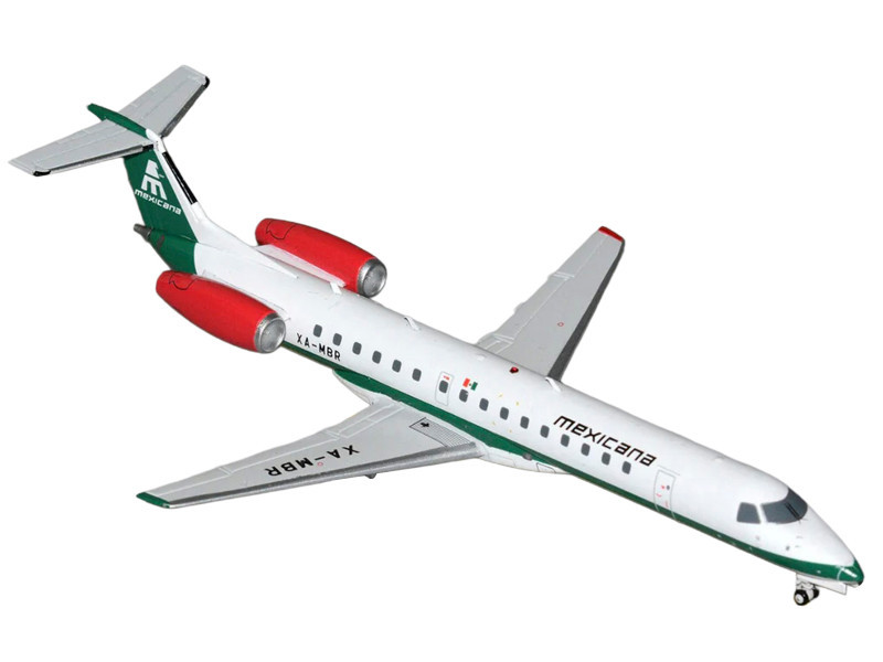 Embraer ERJ-145 Commercial Aircraft "Mexicana de Aviacion" (XA-MBR) White with Green Stripes and Tail "Gemini 200" Series 1/200 Diecast Model by GeminiJets