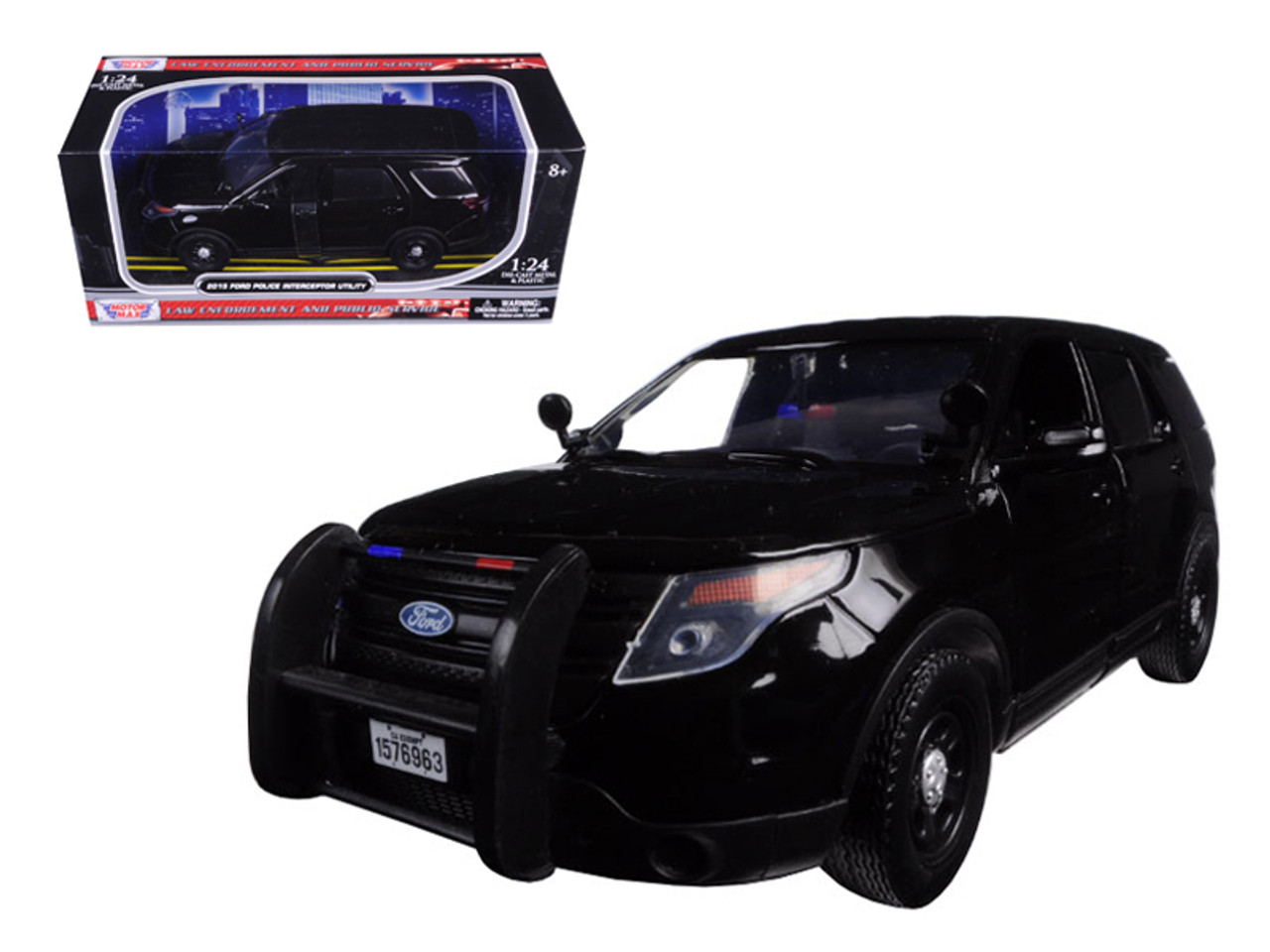 2015 Ford Police Interceptor Utility Unmarked Black 1/24 Diecast Model Car by Motormax