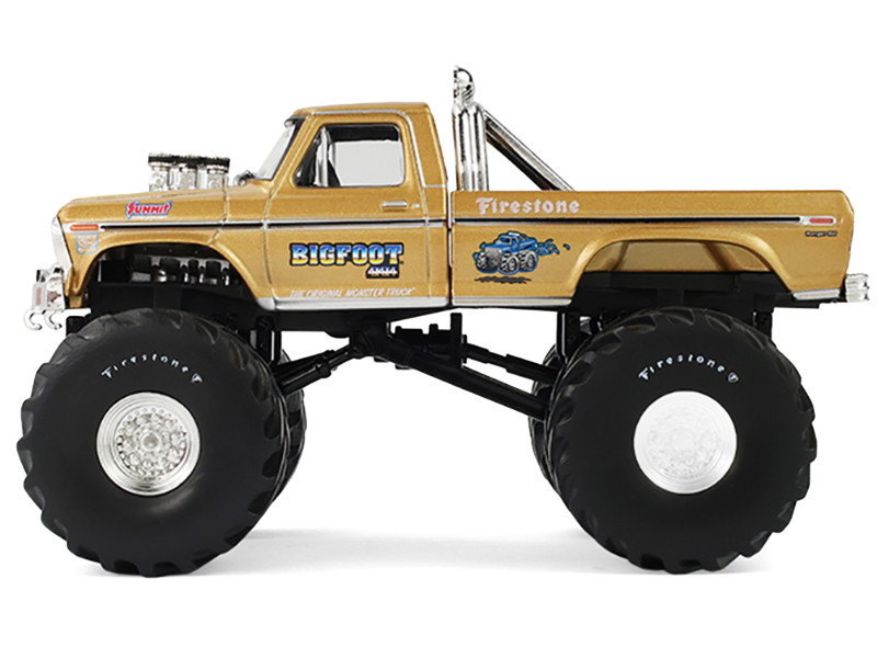 1979 Ford F-250 Monster Truck "Bigfoot #1 50th Anniversary" Gold Metallic "Kings of Crunch" Series 1/43 Diecast Model Car by Greenlight