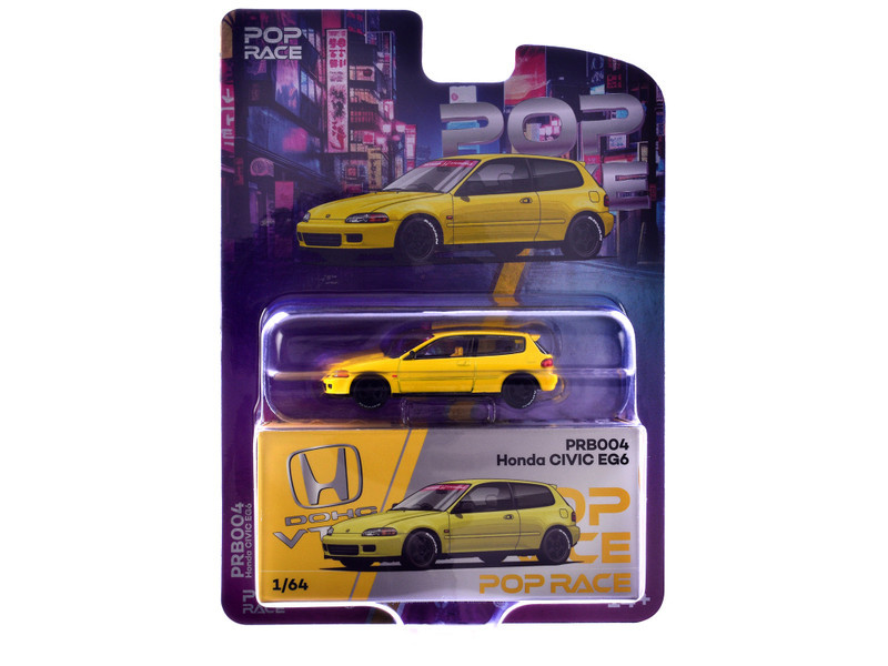 Honda Civic EG6 RHD (Right Hand Drive) Yellow "Vancouver 2026 Event Edition" 1/64 Diecast Model Car by Pop Race