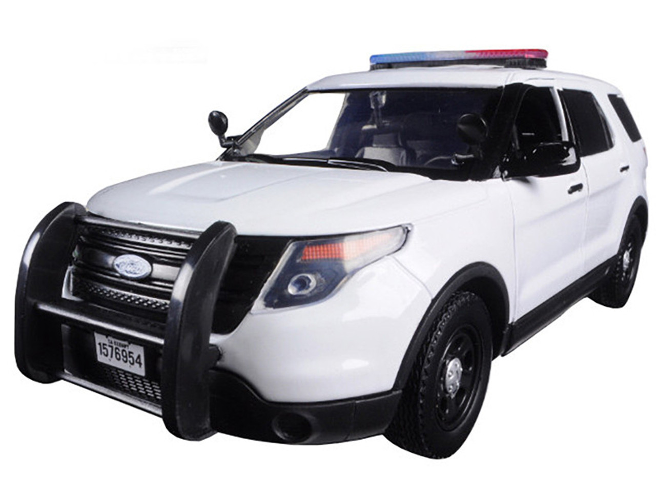 2015 Ford Interceptor Utility Unmarked Police Car with Light Bar White 1/24 Diecast Model Car by Motormax