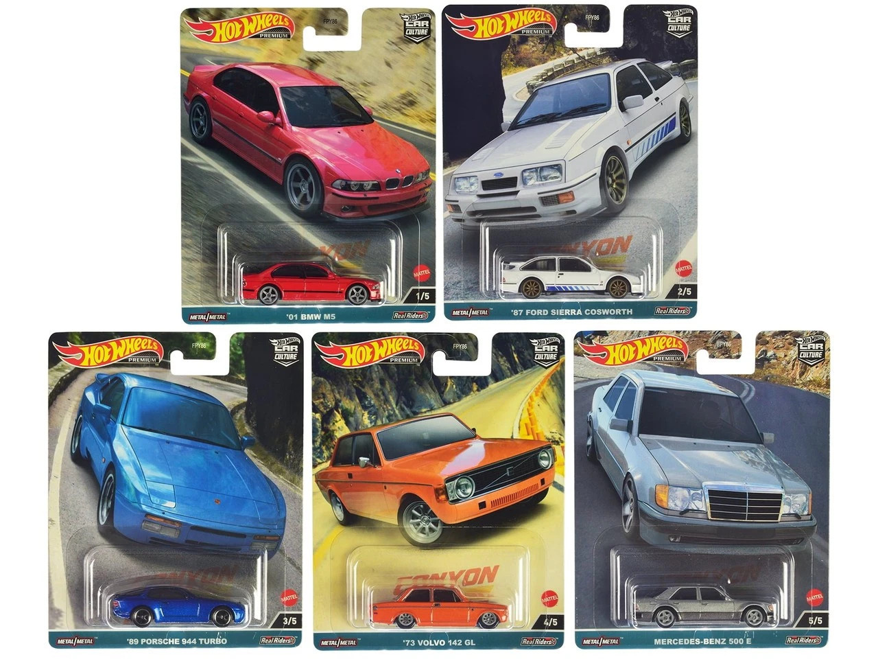 Set of 5 Cars 1/64 Hot Wheels Premium 2023 Car Culture Canyon Warriors Set of 5