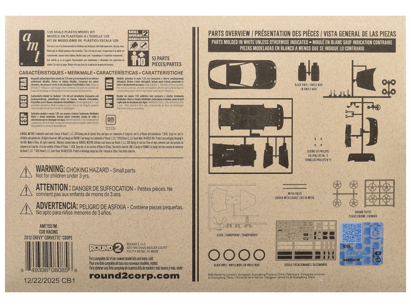Skill 2 Model Kit of 2012 Chevrolet Corvette Coupe "CSR Racing" 1/25 Scale Model by AMT