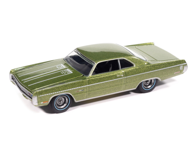 1971 Plymouth Sport Fury GT Amber Sherwood Green Metallic with White Graphics "Vintage Muscle" Series 1/64 Diecast Model Car by Auto World