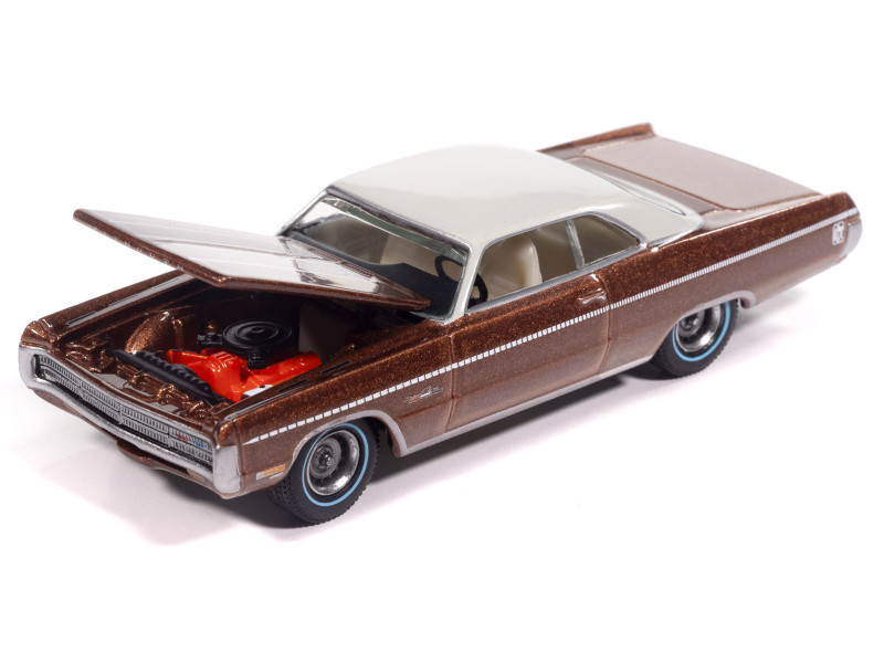 1971 Plymouth Sport Fury GT Autumn Bronze Metallic with White Graphics and Top "Vintage Muscle" Series 1/64 Diecast Model Car by Auto World
