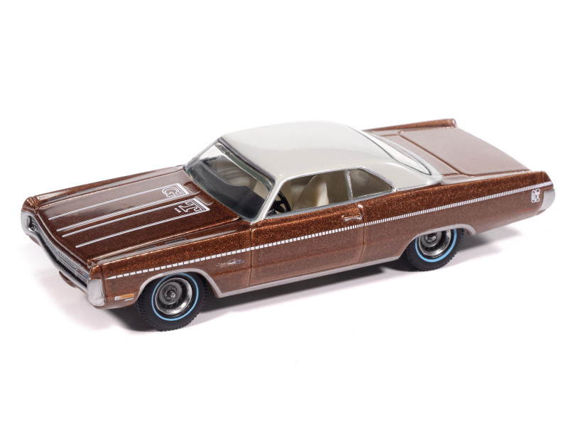 1971 Plymouth Sport Fury GT Autumn Bronze Metallic with White Graphics and Top "Vintage Muscle" Series 1/64 Diecast Model Car by Auto World