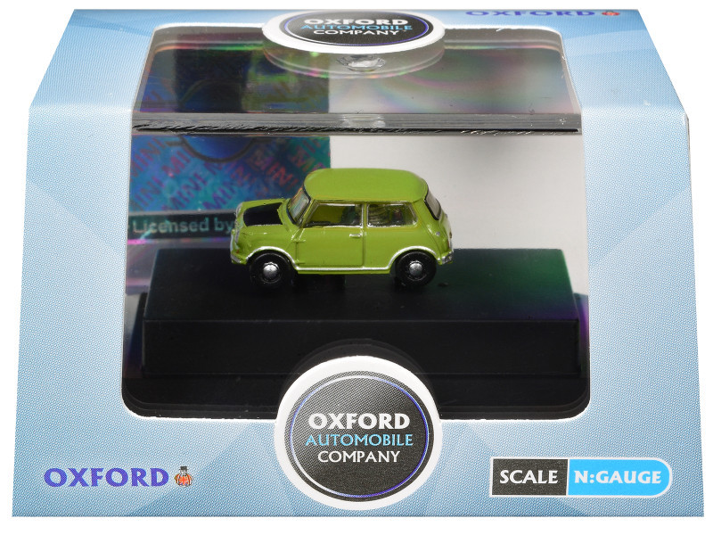 Mini Cooper Lime Green with Matt Black Hood 1/148 (N) Scale Diecast Model Car by Oxford Diecast