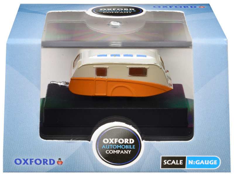 Caravan Trailer Cream and Orange 1/148 (N) Scale Diecast Model Car by Oxford Diecast