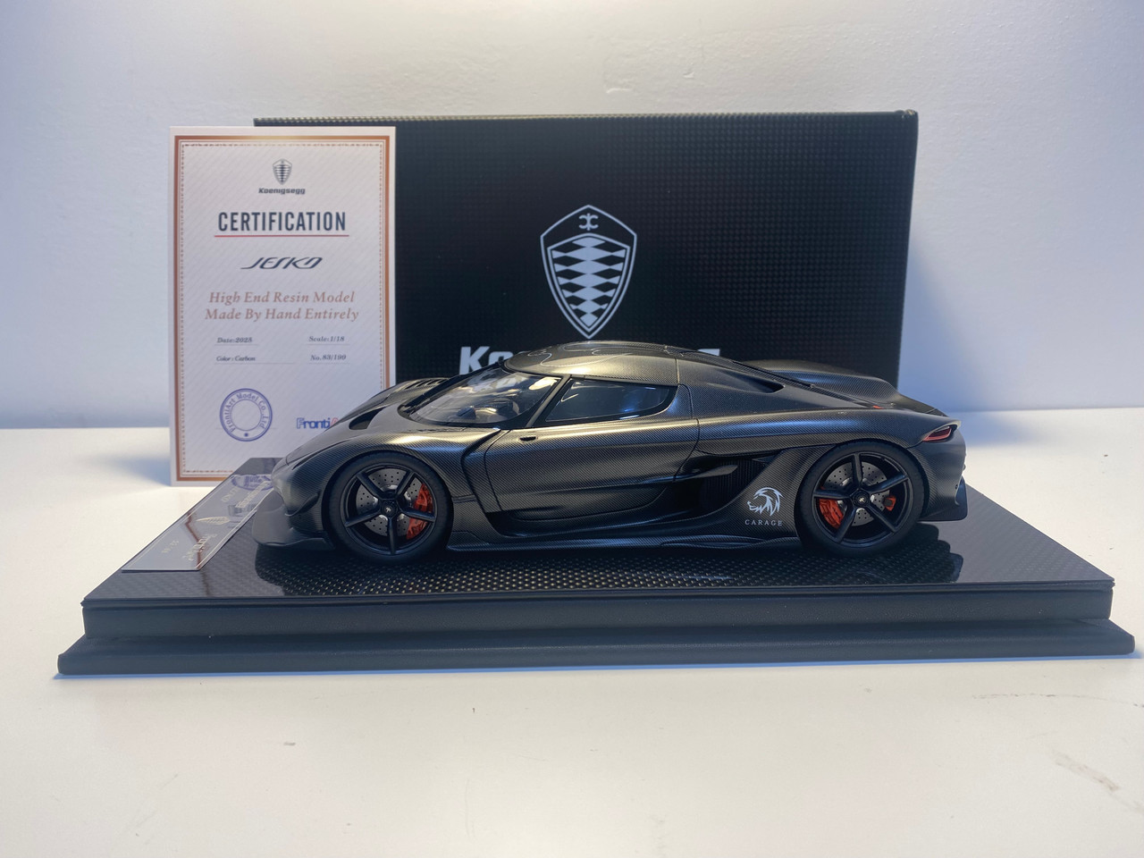DAMAGED AS-IS 1/18 Frontiart Koenigsegg Jesko 7286 Carbon Black Car Model