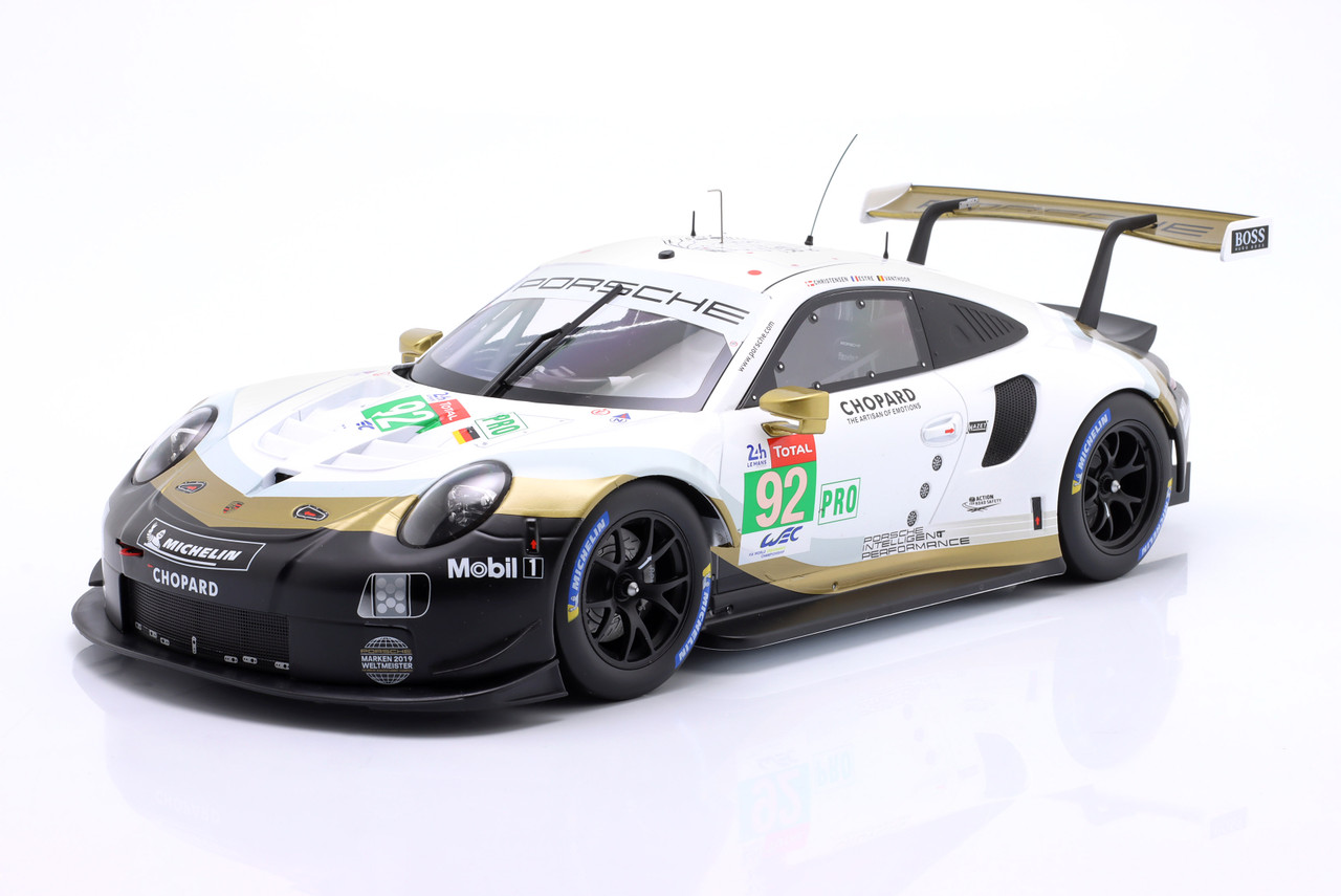 1/12 Ixo 2019 Porsche 911 (991) RSR #92 24h LeMans Porsche GT Team Michael Christensen, Kevin Estre, Laurens Vanthoor Diecast Car Model