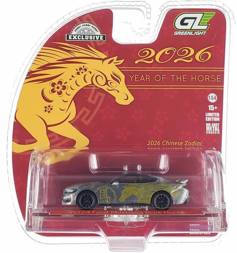 CHASE CAR 1/64 Greenlight 2024 Ford Mustang Dark Horse Chinese