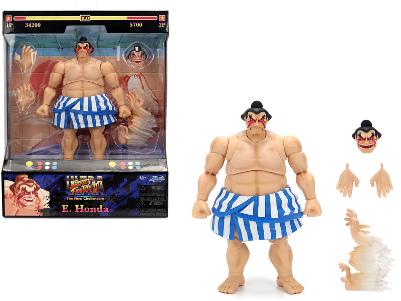 E. Honda 6.5" Moveable Figure with Accessories and Alternate Head and Hands "Ultra Street Fighter II: The Final Challengers" (2017) Video Game Model by Jada