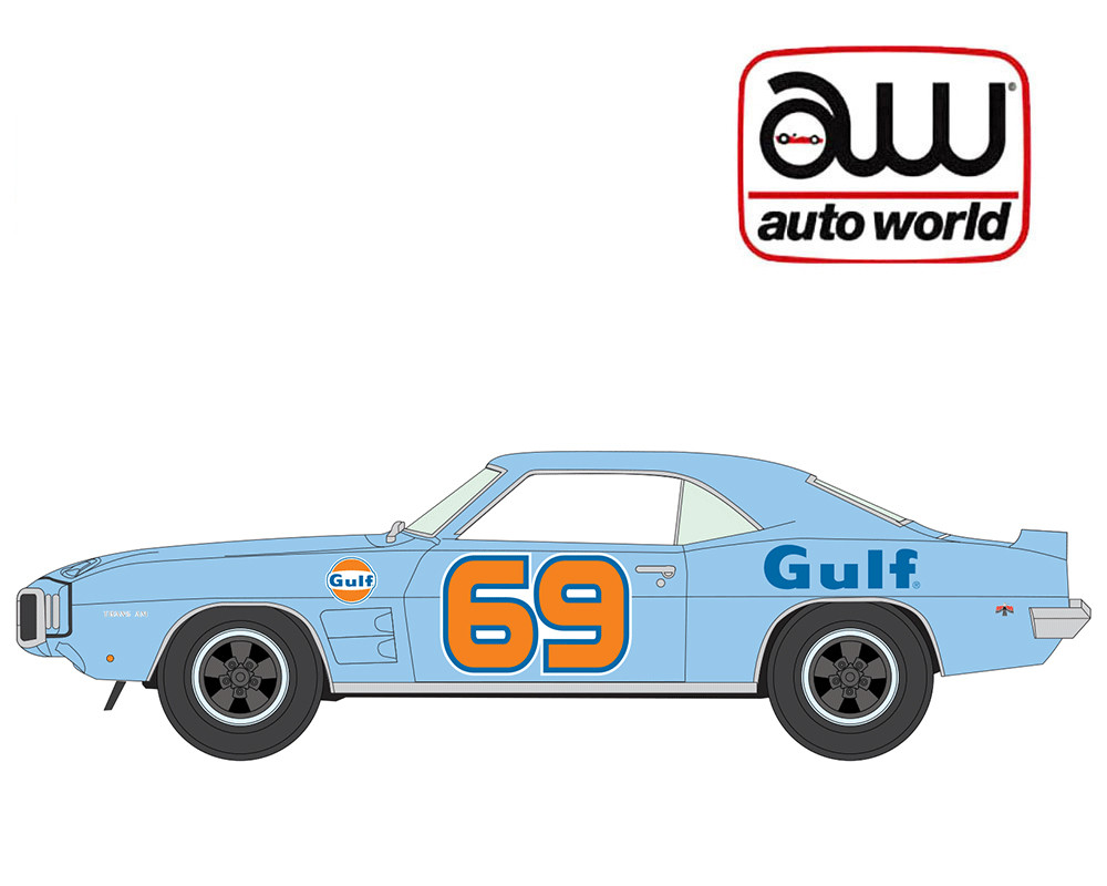 1/64 Auto World 1969 Pontiac Firebird Trans Am Gulf (Blue) Diecast Car Model