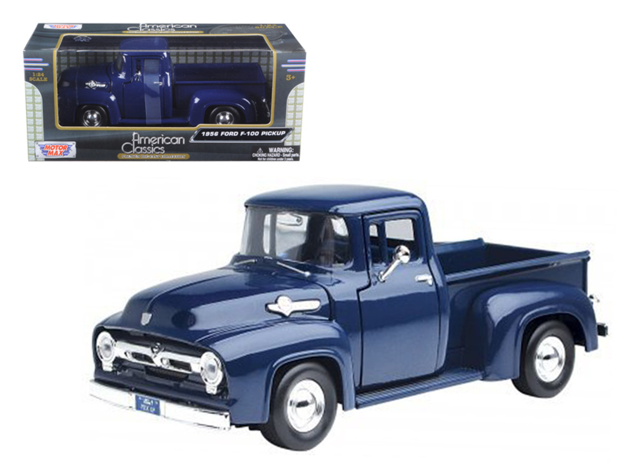 1956 Ford F-100 Pickup Blue 1/24 Diecast Model Car by Motormax