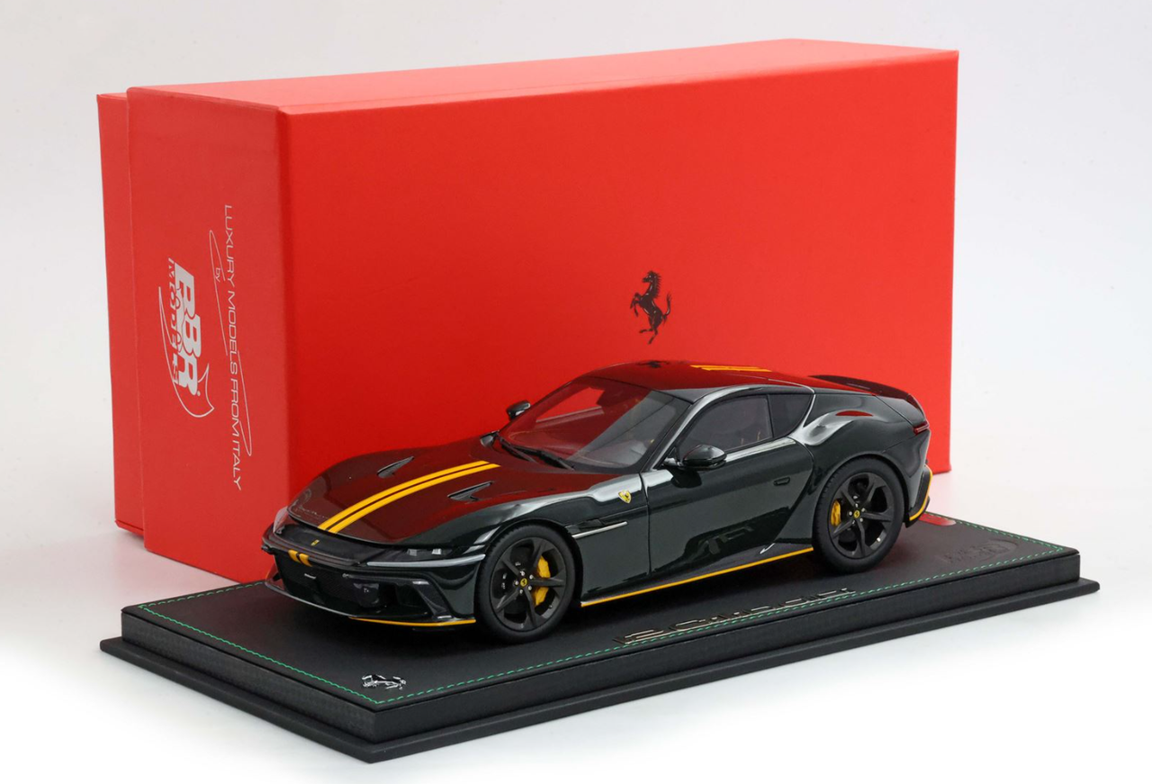 1/18 BBR Ferrari 12Cilindri Panoramic Roof (British Green with Yellow stripe) Car Model Limited 24 Pieces