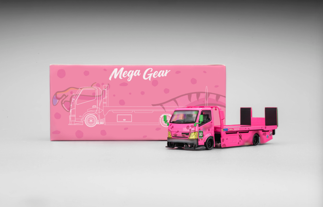 1/64 Mega Gear H300 Custom Flatbed Tow Truck (Pink) Diecast Car Model