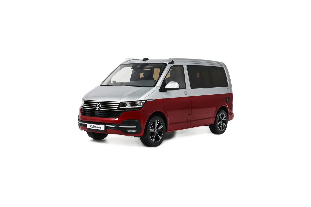 1/18 OTTO 2021 Volkswagen T6.1 California Ocean Fortana Red & Reflex Silver Car Model