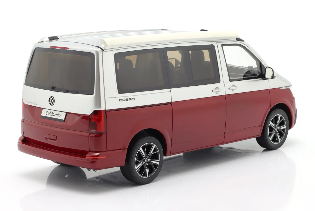 1/18 OTTO 2021 Volkswagen T6.1 California Ocean Fortana Red & Reflex Silver Car Model