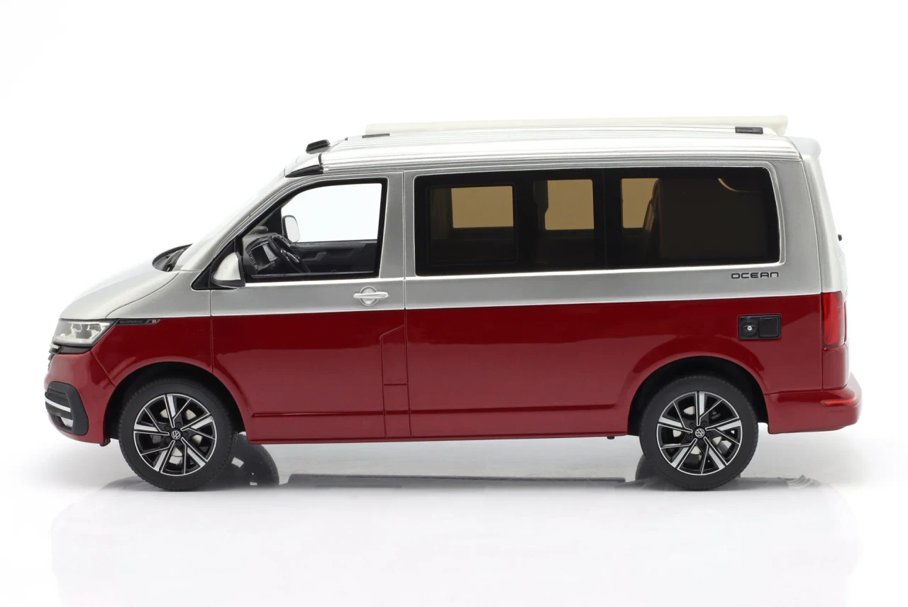 1/18 OTTO 2021 Volkswagen T6.1 California Ocean Fortana Red & Reflex Silver Car Model