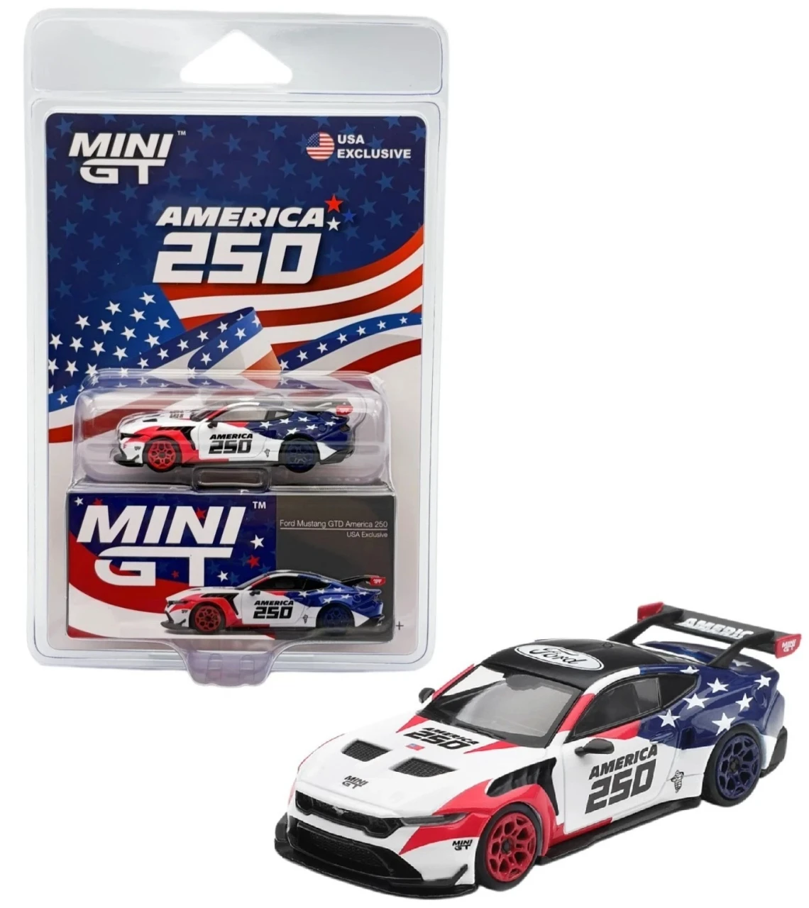 1/64 Mini GT Ford Mustang GTD America 250 USA Exclusive Diecast Car Model