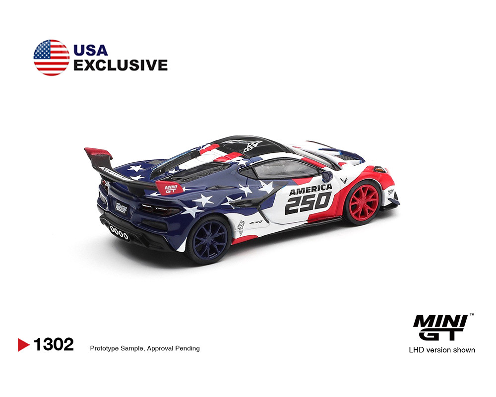 1/64 Mini GT Chevrolet Corvette ZR1 America 250 USA Exclusive Diecast Car Model