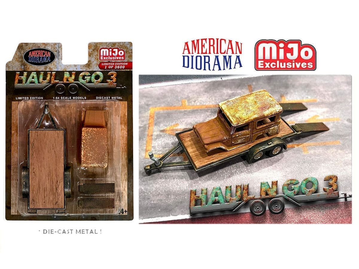 1/64 American Diorama Haul N Go 3 Weathered Trailer Set Diecast Model