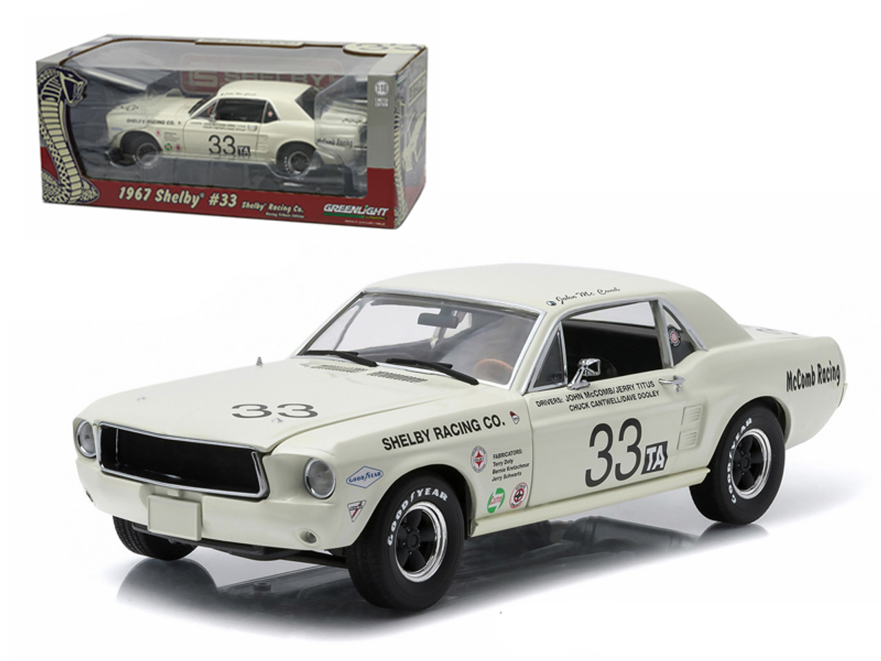 1967 Ford Shelby Mustang #33 Shelby Racing Co. Jerry Titus & John McComb Racing Tribute Edition 1/18 Diecast Model Car by Greenlight