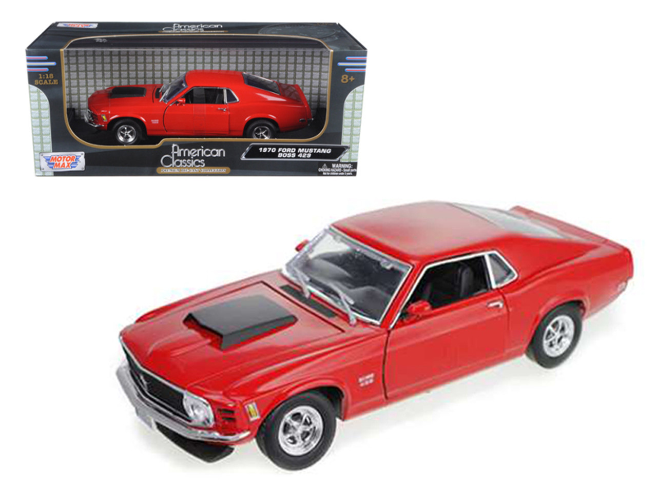1970 Ford Mustang Boss 429 Red 1/18 Diecast Car Model by Motormax