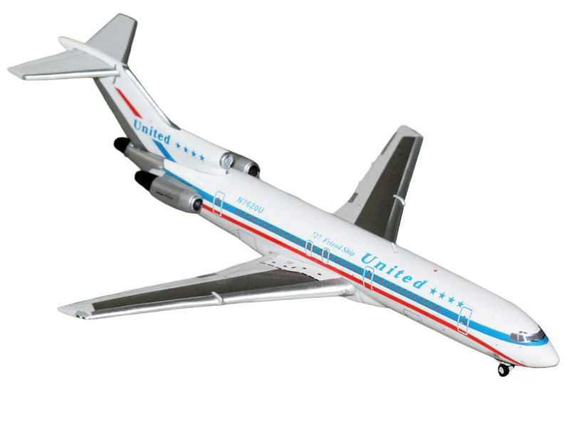 Boeing 727-200 Commercial Aircraft "United Airlines - Stars & Bars/Friend Ship" (N7620U) White with Red and Blue Stripes 1/400 Diecast Model Airplane by GeminiJets