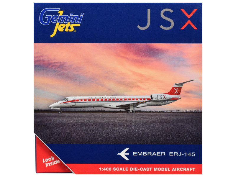 Embraer ERJ-145 Commercial Aircraft "JSX" (N960JX) White with Red Stripes and Tail 1/400 Diecast Model Airplane by GeminiJets