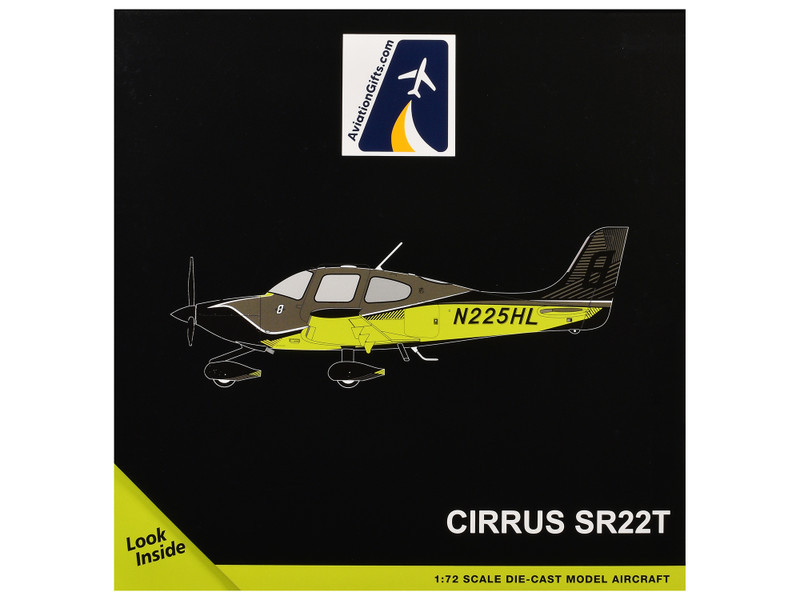 Cirrus SR22T Composite Aircraft (N225HL) Black and Neon Green "Gemini General Aviation" Series 1/72 Diecast Model by GeminiJets