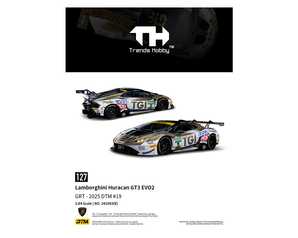 1/64 Trends Hobby 2025 Lamborghini Huracan GT3 EVO2 DTM 2025 #19 Diecast Car Model
