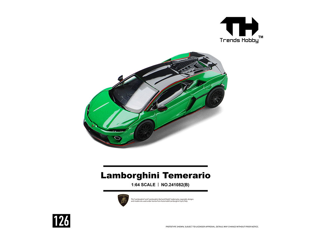ミニカー TrendsHobby 1/64 Lamborghini Temerario 1/64 Trends Hobby Lamborghini Temerario (Green) Diecast Car Model