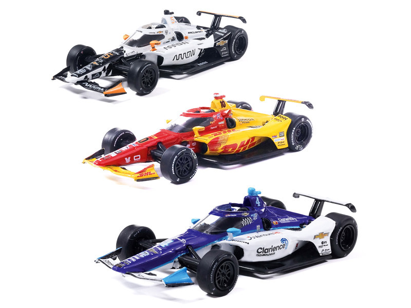 "109th Indianapolis 500" (2025) Podium Set of 3 IndyCars 1/64 Diecast Model Cars by IXO Models