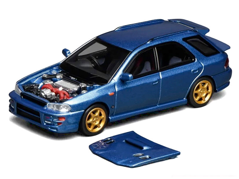 Subaru Impreza WRX STi Wagon Version VI RHD (Right Hand Drive) Blue Metallic 1/64 Diecast Model Car by MotorHelix