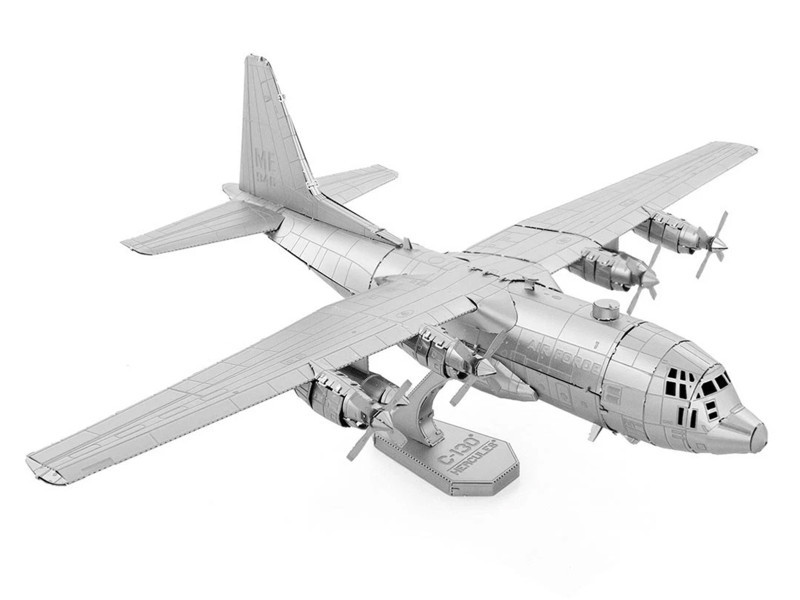 Model Kit Lockheed C-130 Hercules Transport Aircraft "United States Air Force" (Moderate Difficulty) Steel Model by Metal Earth