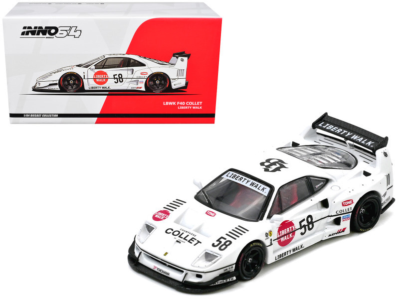 1/64 Inno Ferrari F40 LBWK #58 (White) Diecast Car Model