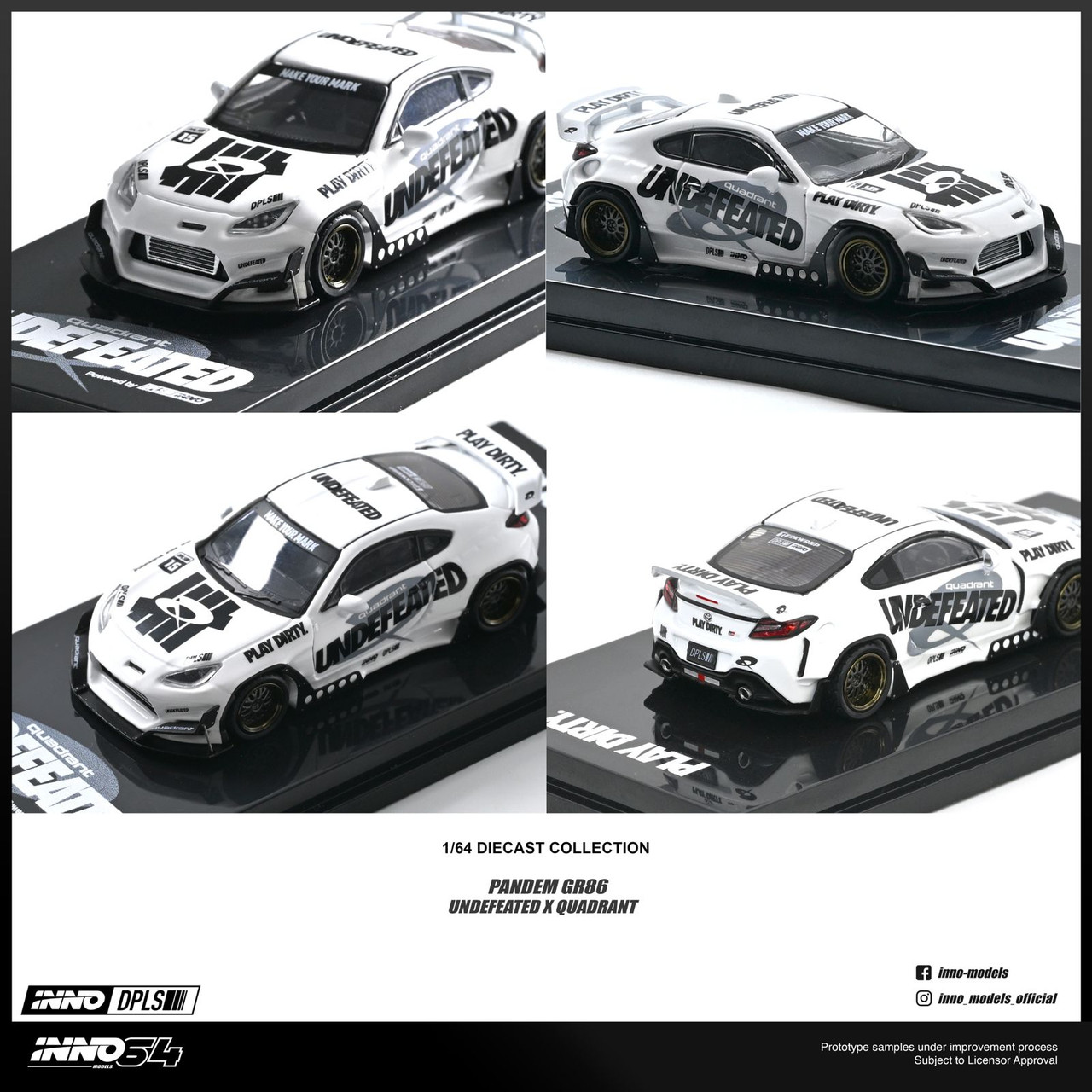 1/64 Inno Toyota GR86 "PANDEM ROCKET BUNNY" UNDEFEATED X QUADRANT Diecast Car Model