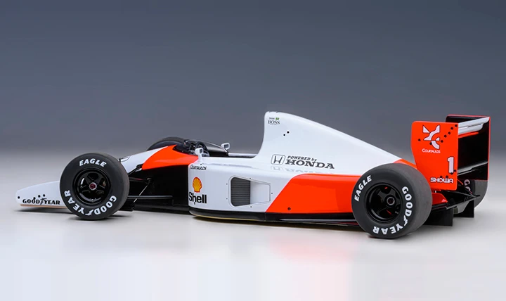 1/18 AUTOart 1991 Formula 1 McLaren Honda MP 4/6 Japanese GP Ayrton Senna #1 Car Model with Applicable "Marlboro" Decal