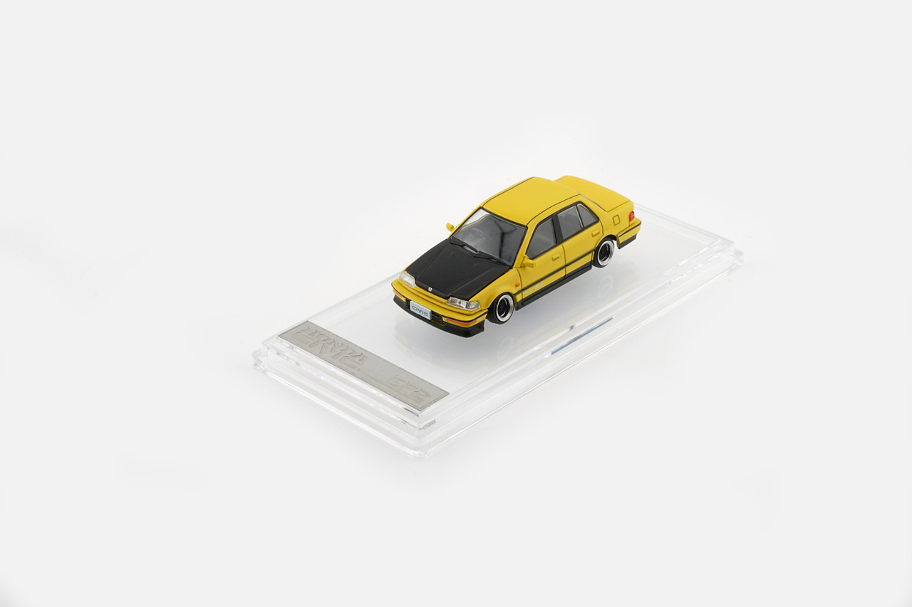 1/64 BMC 1991 Honda Civic EF2 (Custom Yellow with Black Hood) Diecast Car Model