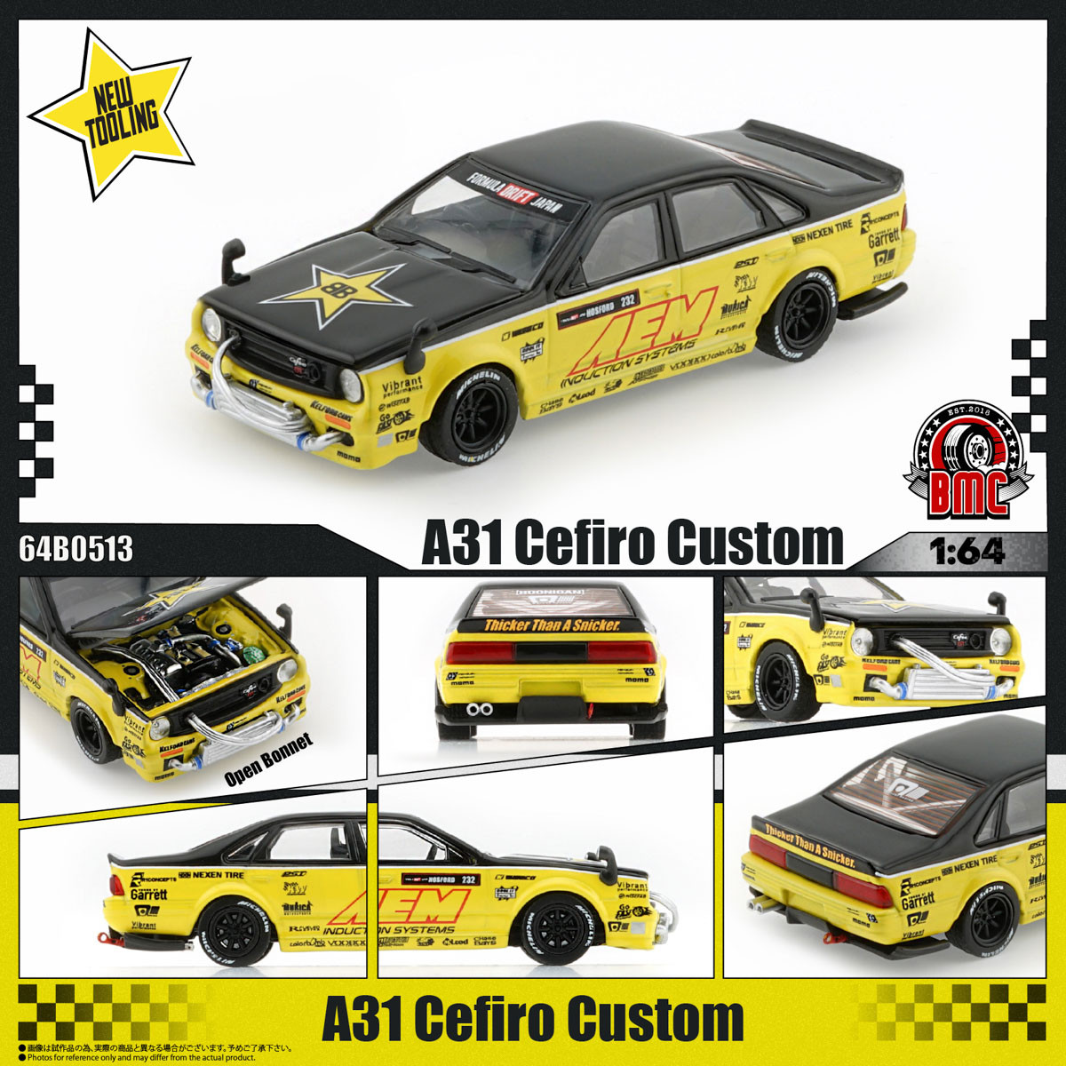 1/64 BMC A31 Cefiro Custom AEM RR Diecast Car Model