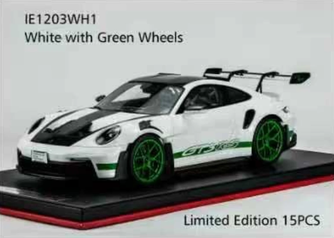 1/12 Ivy Porsche 911 GT3 RS (992) (White with Green Wheels) Car Model Limited 15 Pieces