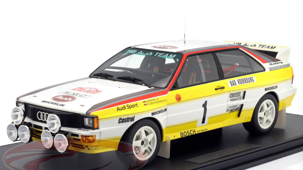 1/12 TopMarques 1984 Audi Quattro A2 #1 Winner Rallye Monte Carlo Walter Röhrl, Christian Geistdörfer Car Model