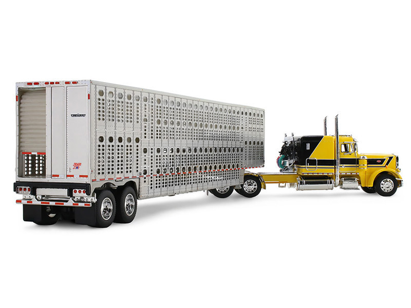 1/64 First Gear Peterbilt Model 359 with 63” Flat Top Sleeper & Wilson Silverstar Livestock Trailer Red’s Favorites Hank Cosper Diecast Model
