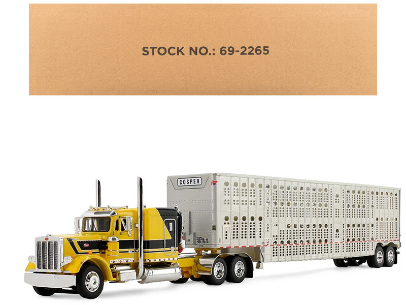1/64 First Gear Peterbilt Model 359 with 63” Flat Top Sleeper & Wilson Silverstar Livestock Trailer Red’s Favorites Hank Cosper Diecast Model