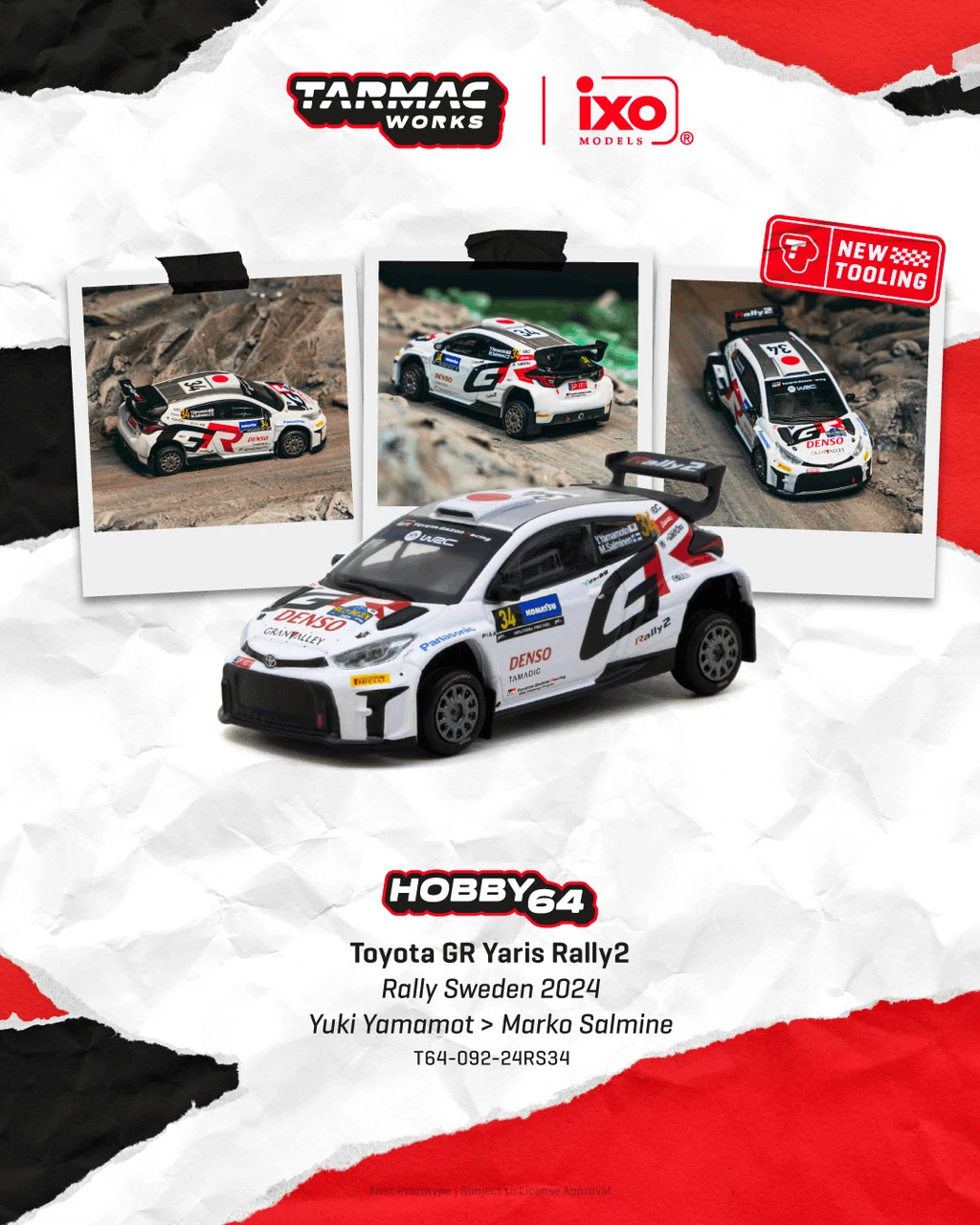 1/64 Tarmac Works 2024 Toyota GR Yaris Rally2 Rally Sweden Yuki