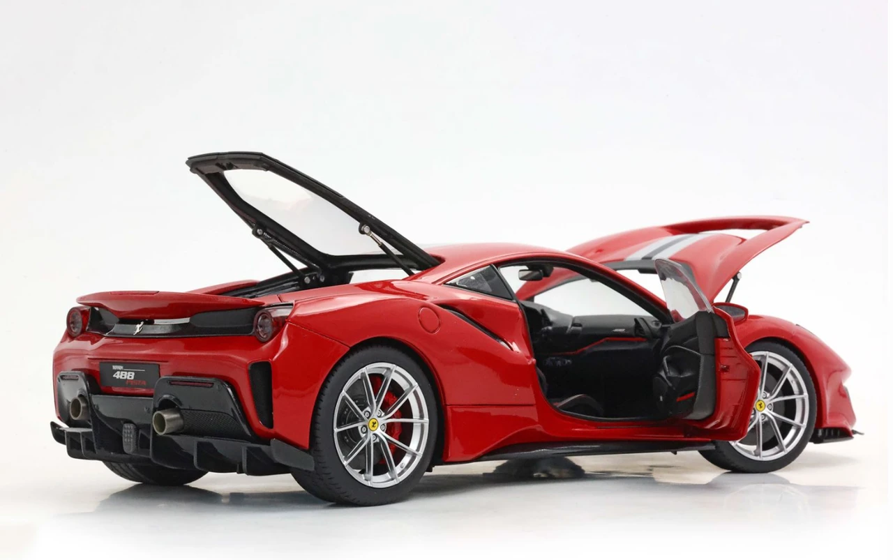 1/18 BBR Ferrari 488 Pista (Rosso Corsa Red) Full Open Diecast Car Model with Standard Package